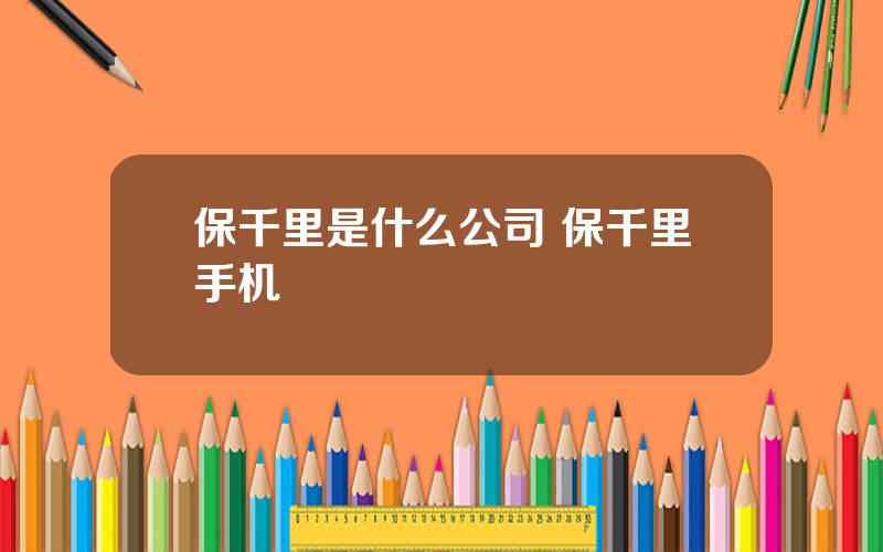 保千里是什么公司 保千里手机